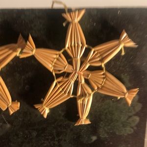 2 antique German straw ornaments